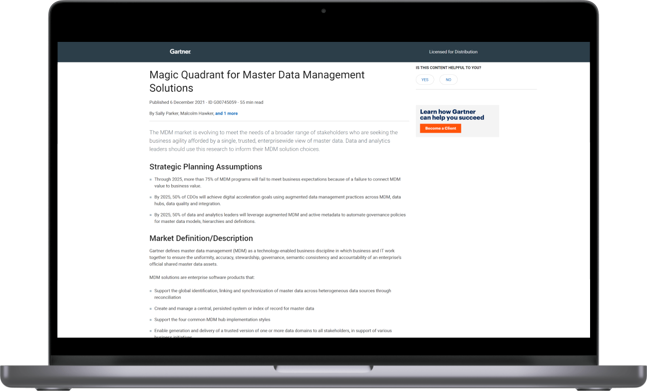 Magic Quadrant for Master Data Management Solutions