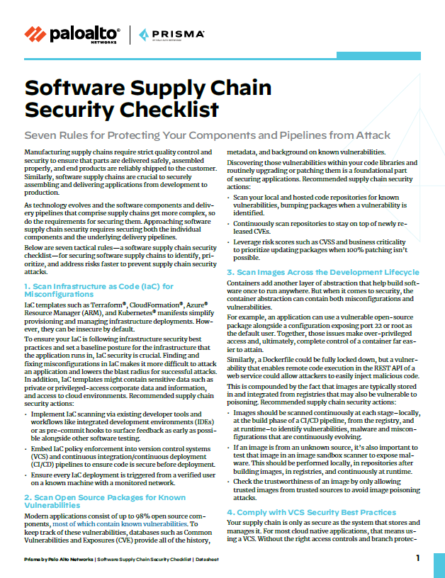 Software Supply Chain Security Checklist