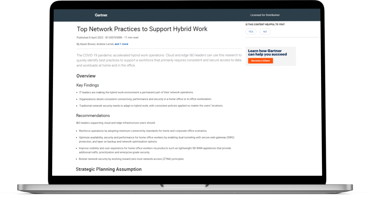 Gartner Report: Top Network Practices to Support Hybrid Work