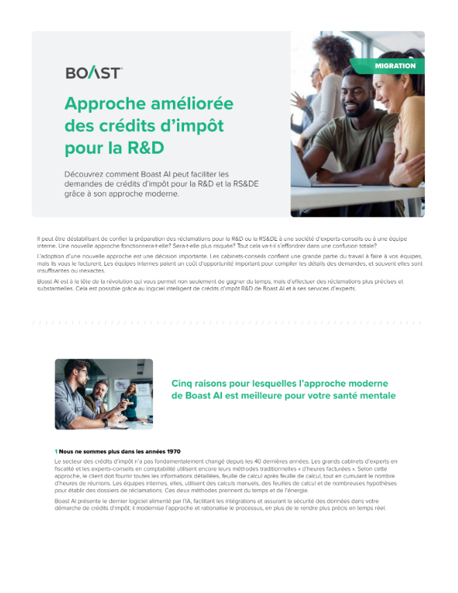 Approche améliorée des crédits d’impôt pour la R&D