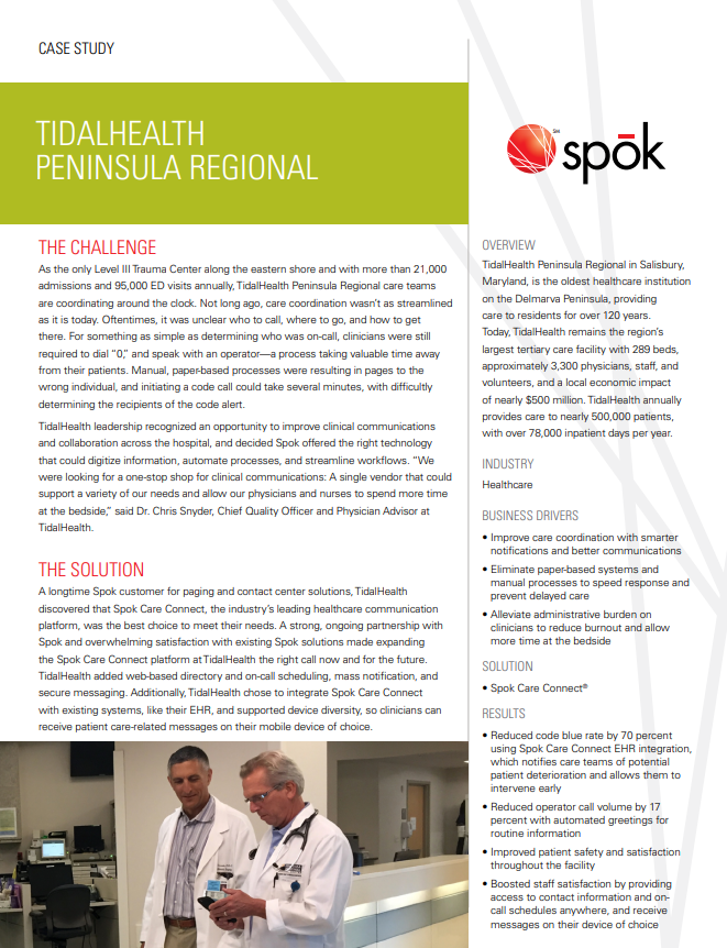 TidalHealth Peninsula Regional Case Study