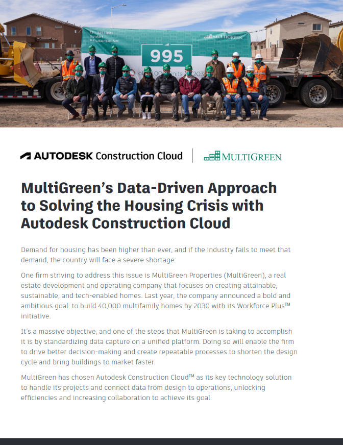 MultiGreen’s Data-Driven Approach to Solving the Housing Crisis with Autodesk Construction Cloud