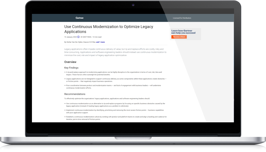 Gartner® Report: Use Continuous Modernization to Optimize Legacy Applications