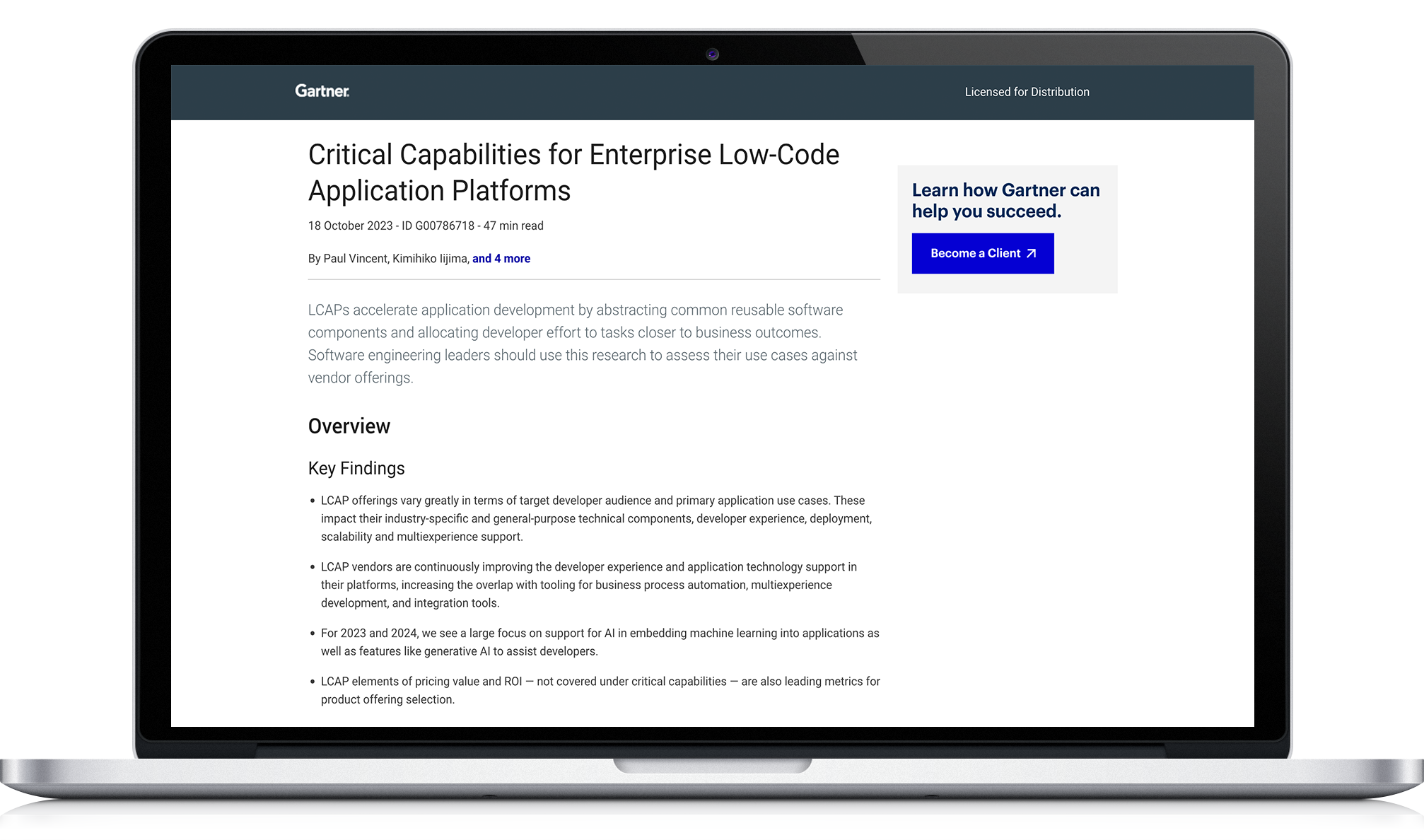 2023 Gartner® Critical Capabilities for Enterprise Low-Code Application Platforms