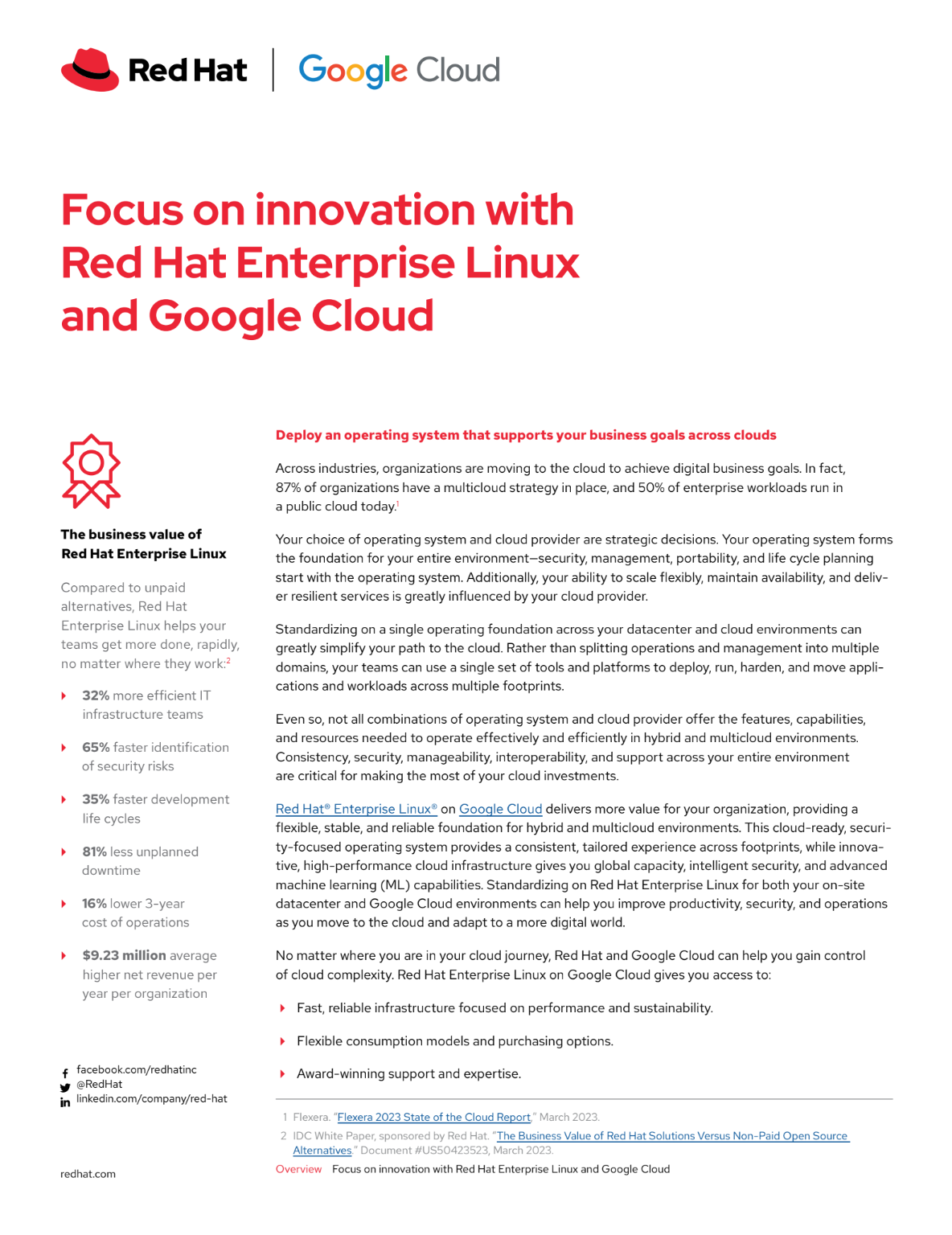 Focus on innovation with Red Hat Enterprise Linux and Google Cloud