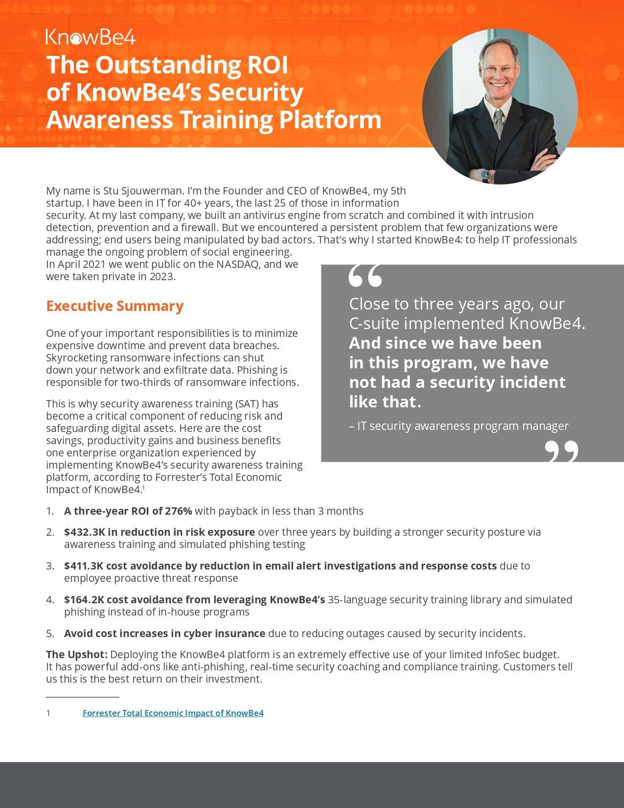 Secure Budget For Your KnowBe4 Investment: The Outstanding ROI of KnowBe4’s Security Awareness Training Platform