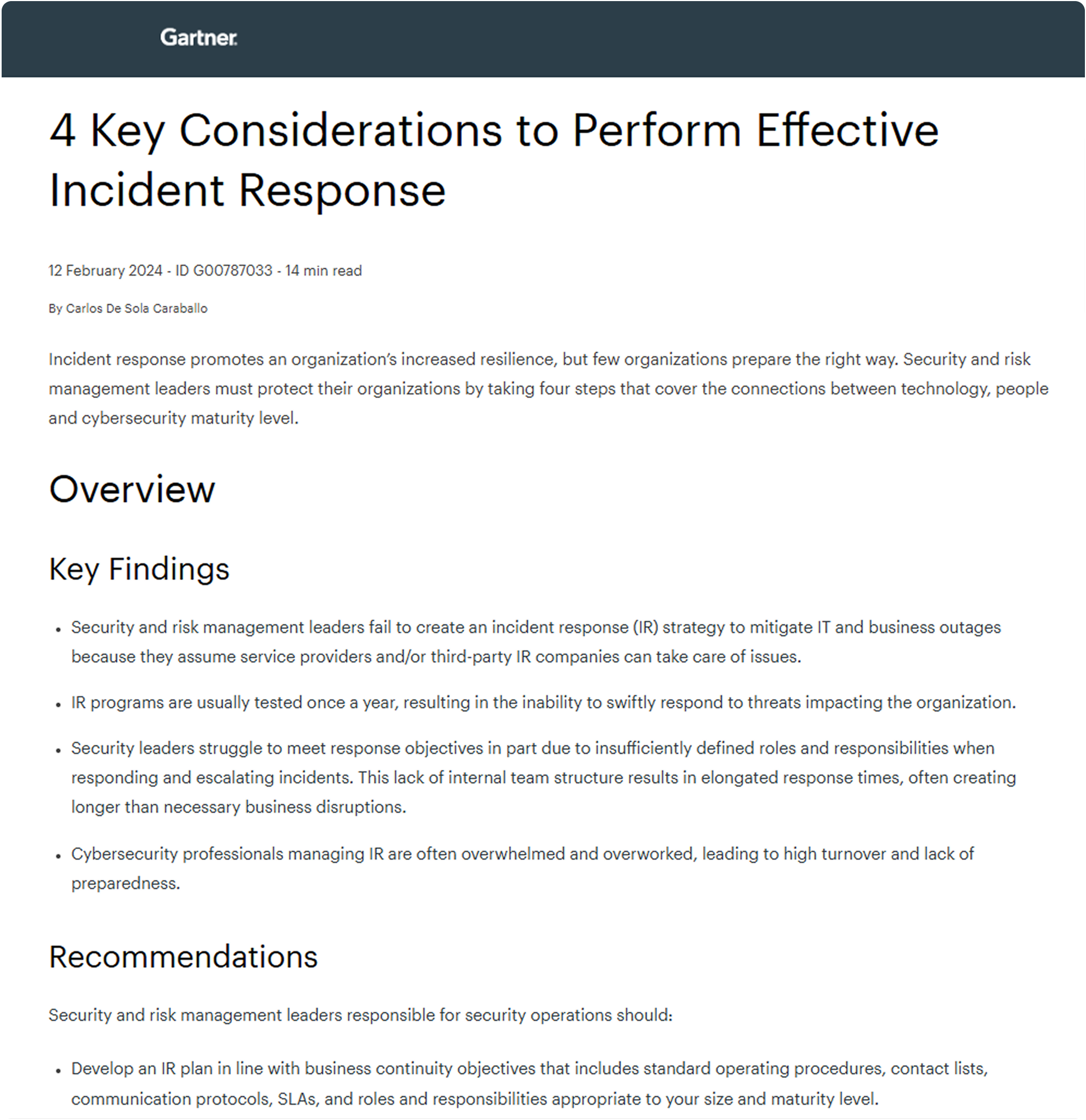 Be prepared. Be incident ready.