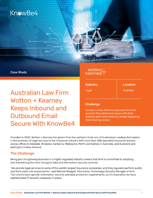 Law Firm Wotton + Kearney Keeps Inbound and Outbound Email Secure with KnowBe4