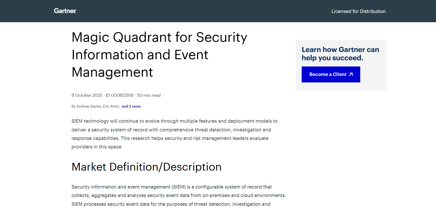 2025 Gartner® Magic Quadrant™ for SIEM